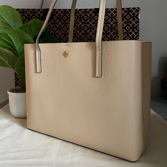 New, tory burch Blake center zip tote bag soft serve/bay gray - Picture 3 of 14